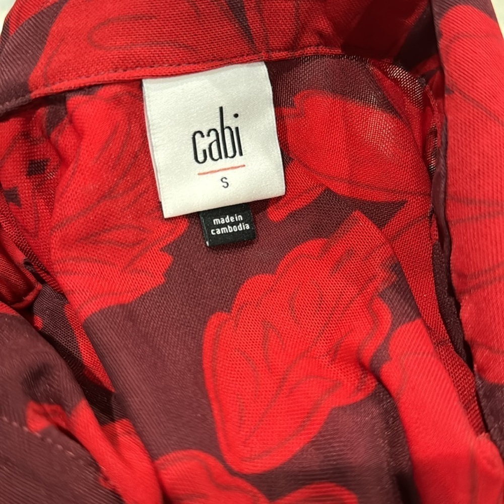 Cabi Red Floral Shirt Dress or Long Cardigan Small - Picture 4 of 4